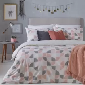 Image of Luna Geometric Duvet Cover Set Blush