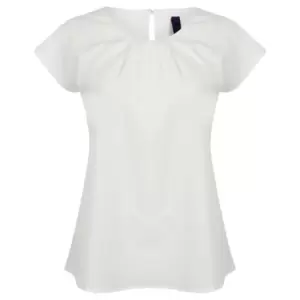 Image of Henbury Womens/Ladies Pleat Front Short Sleeve Top (XL) (White)
