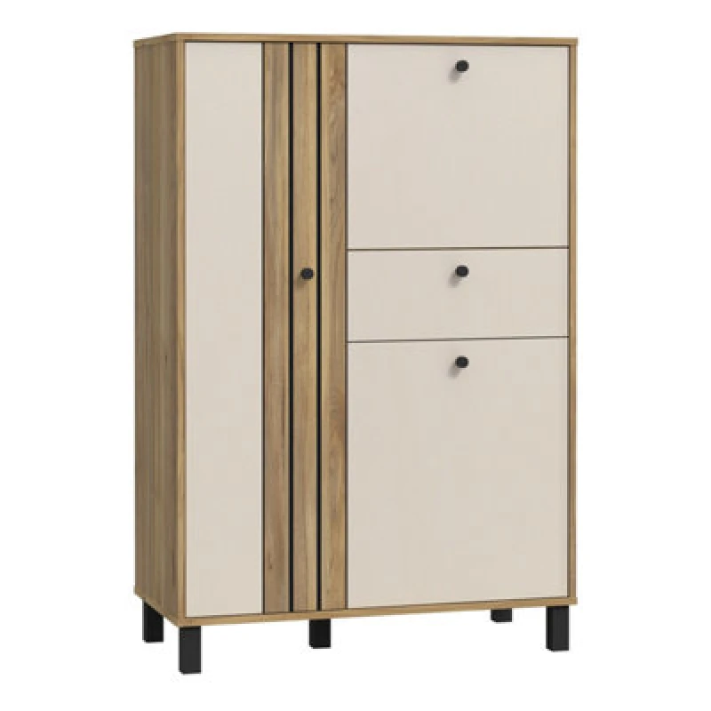 Image of Furniture To Go Grafton 3 Door 1 Drawer Cabinet In Cream And Oak