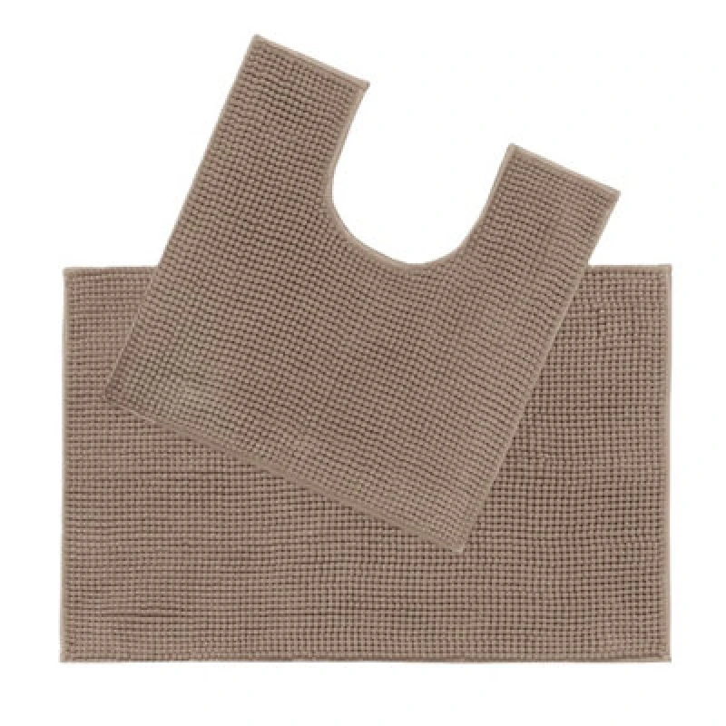 Image of Allure Bath Fashions Supersoft Chenille Bobble Two Piece Bath & Pedestal Mat Set - Mocha