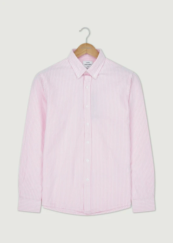 Image of Peter Werth Mens Chateau LS shirt in Pink Size: Small Pink Male S