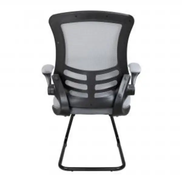 Image of Luna Nautilus Designs Luna Designer High Back Mesh Grey Cantilever Visitor Chair With Folding Arms and Black Shell/Frame - BCM/L1302V/GY BCM/L1302V/GY