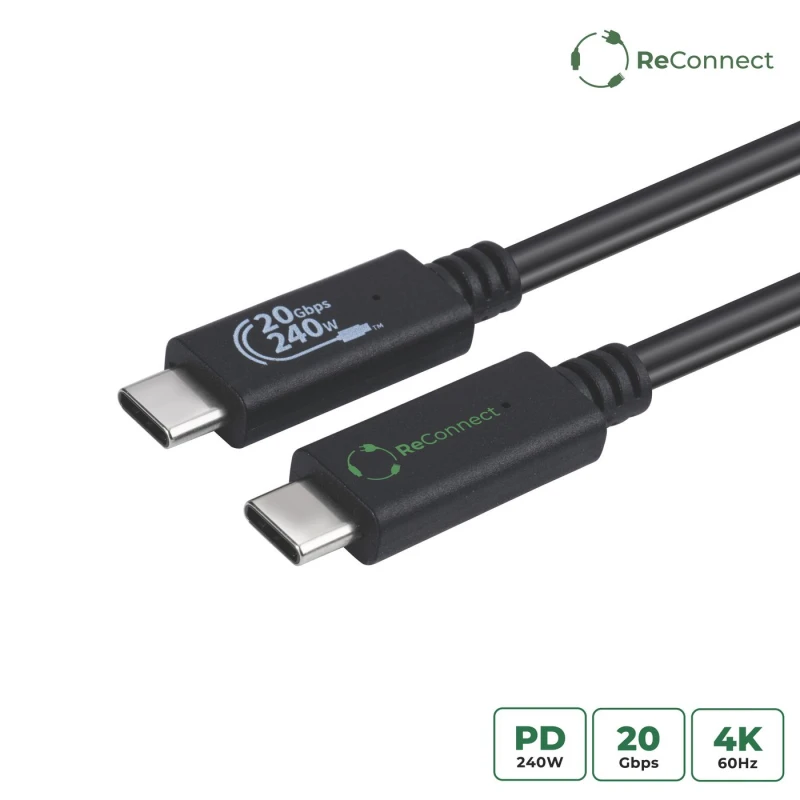 Image of Microconnect ECO-USB3.2CC1 USB cable USB 3.2 Gen 2x2 1m USB C Black