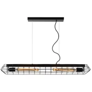 Image of Lucide LATTICE - Bar Pendant Light - 2xE27 - Black