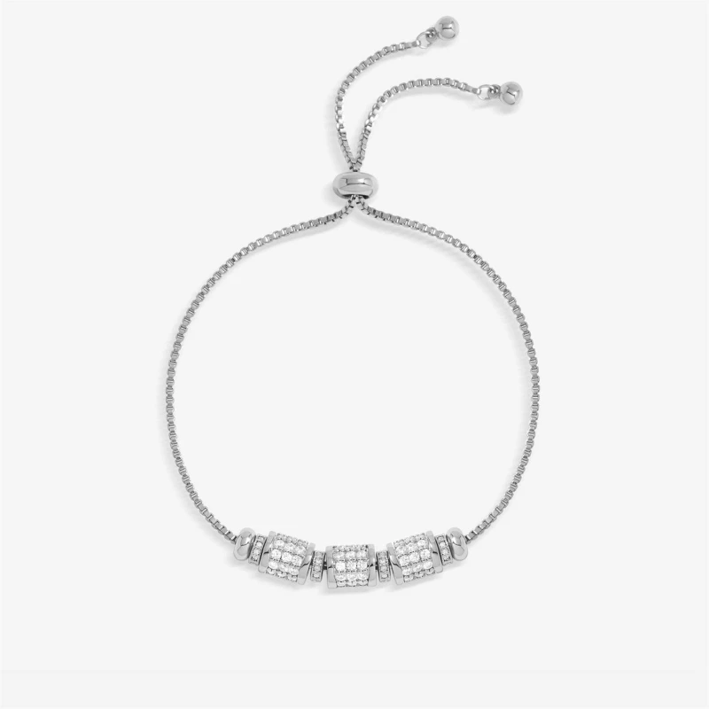 Image of Jon Richard Silver Plated Pave Charm Toggle Bracelet Silver