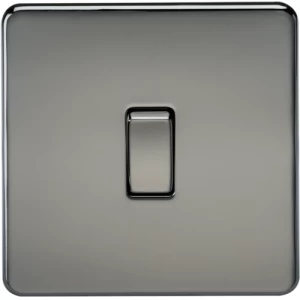 Image of KnightsBridge 10A 1G 230V Screwless Black Nickel Intermediate Switch Wall Plate