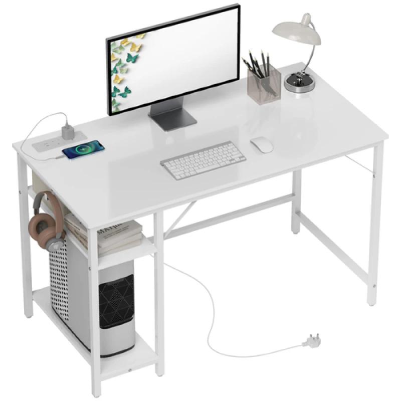 Image of HOMCOM 120 x 60cm Home Office Desk Reversible Study Table for Bedroom White 920-104V70WT