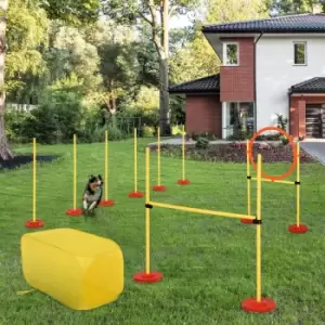 Image of PawHut Outdoor 4 PC Pet Agility Training Garden Starter w/ Obstacle Set for Dog - Yellow