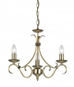 Image of 3 Light Multi Arm Ceiling Pendant Antique Brass, E14