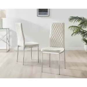 Image of Furniture Box 6X Milan Kitchen Dining Chair Cream Velvet Silver Legs