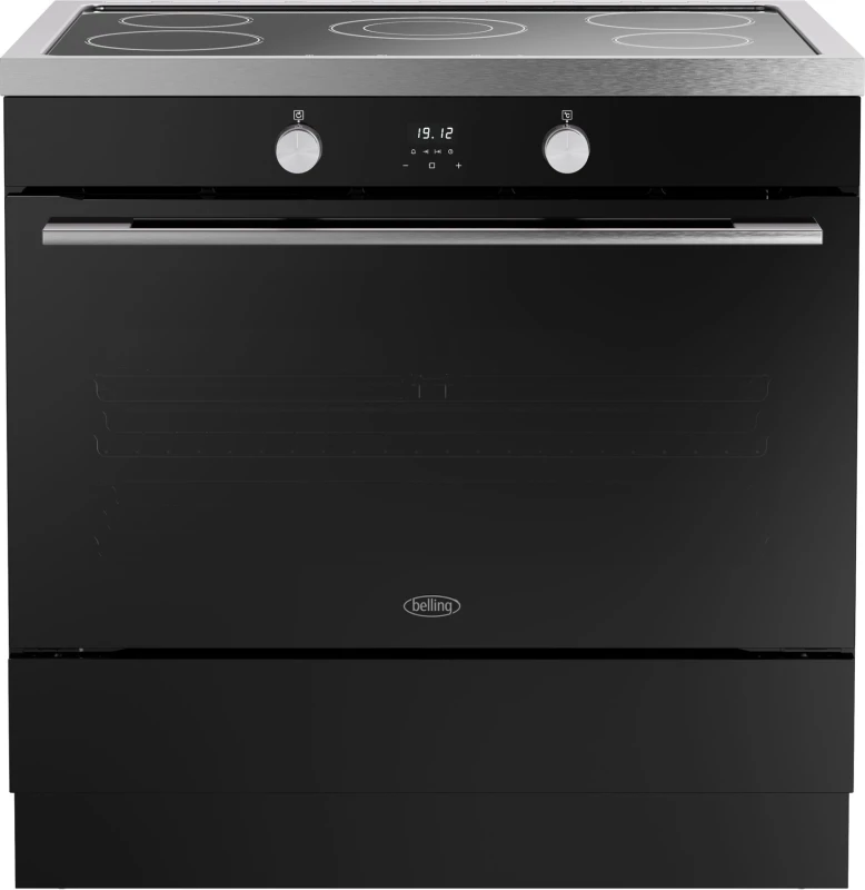 Image of Belling Vision Single Cavity 90cm Electric Range Cooker - Black & Silver Steel 444412042 Black