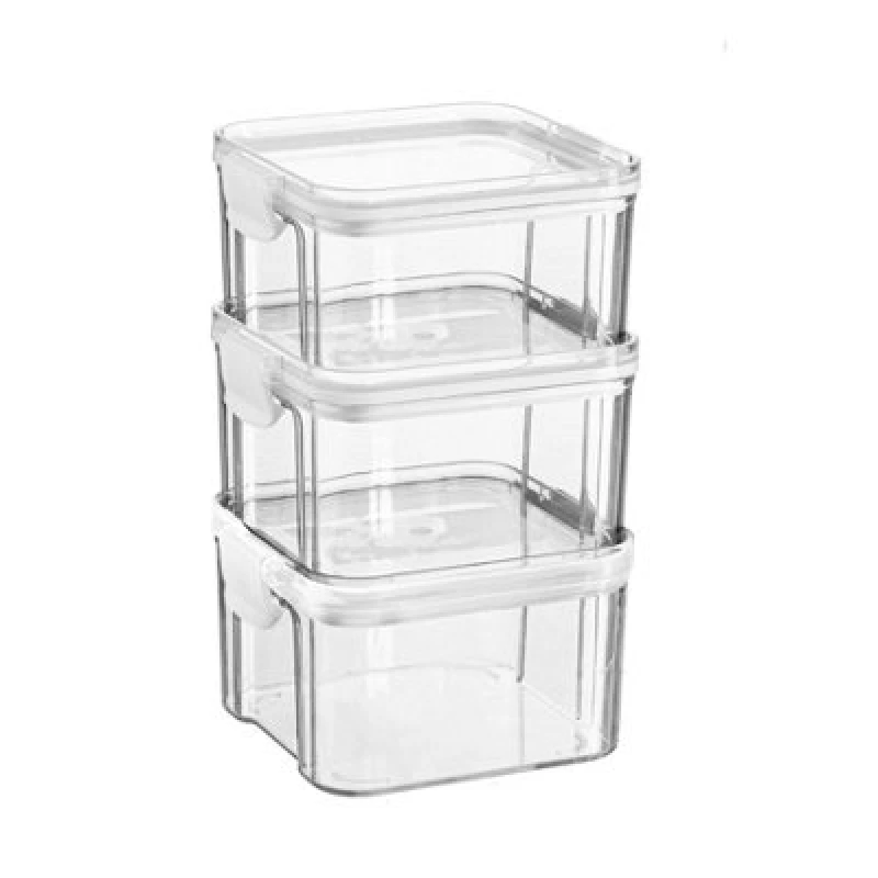 Image of Argon Tableware 3X Food Storage Containers - 460Ml - White Reusable Airtight Stackable Meal Prep Lunch Box With Clip-Lock Lid