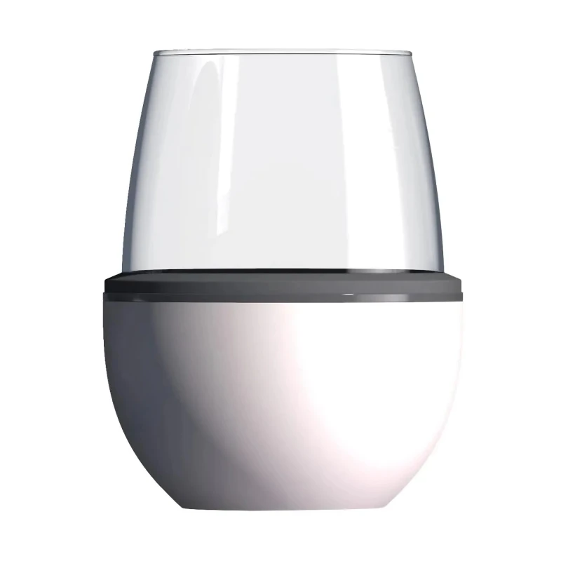 Image of asobu Stemless Wine Glass with Insulated Stainless Steel Sleeve 444ml White White