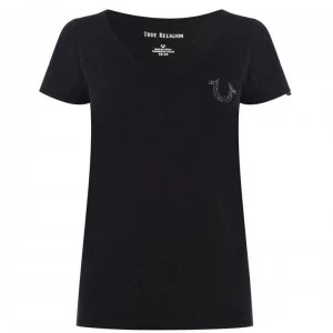 Image of TRUE RELIGION Emblem Crew Neck T Shirt - Black 1001
