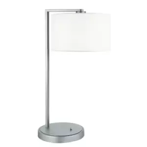 Image of Table Lamp Matt Nickel Plate & Vintage White Fabric 40W E27 Bedside Light