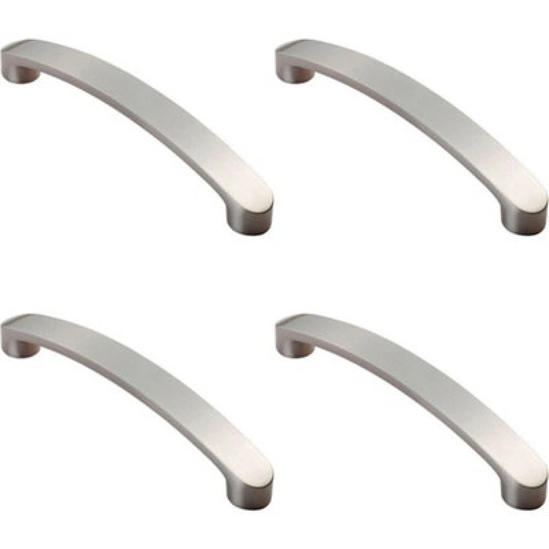 Image of Loops 4x Flat Fronted Bow Pull Handle 140 x 12mm 128mm Fixing Centres Satin Nickel Metallics unisex