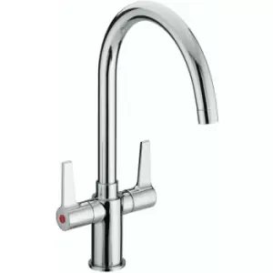 Image of Design Utility Lever EasyFit Mono Kitchen Sink Mixer Tap Dual Handle - Chrome - Bristan