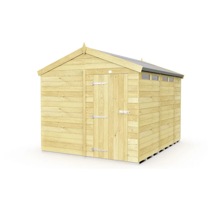 Image of Buttercup Farm 8 x 10 Feet Apex Security Shed - Single Door - L302 x W231 x H217cm in Brown Brown Unisex