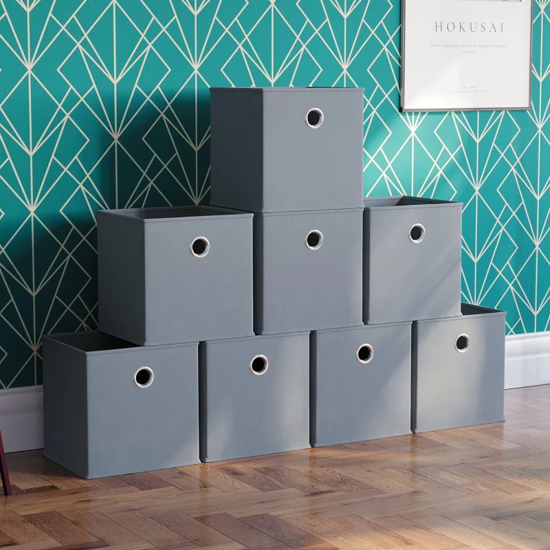 Image of Lassic Vida Designs Durham Cube Storage Basket Set of 8 Grey unisex Set of 8