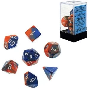 Image of Chessex Gemini Poly 7 Set: Blue-Orange/White