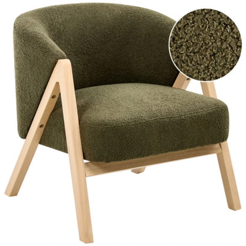 Image of Beliani Boucle Armchair Dark Green Skei