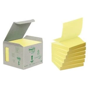 Image of Post-it Recycled Z-Notes 76 x 76mm Canary Yellow Pack of 6 R330-1B