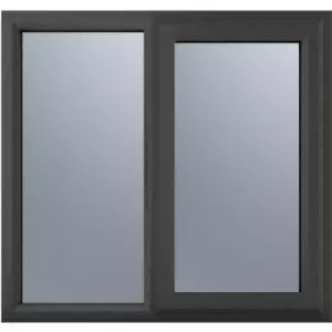 Image of Crystal Casement uPVC Window Right Hand Opening Next To a Fixed Light 905mm x 965mm Obscure Double Glazing /White in Grey