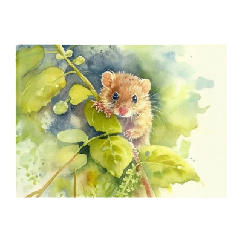 Image of Warren Reed Designer Dormouse Watercolour Glass Chopping Board