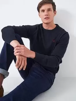 Image of Crew Clothing Organic Cotton Crew Knit, Navy, Size L, Men