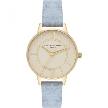 Image of Wonderland Gold & Chalk Blue Suede Watch