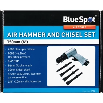 Image of Bluespot - 07951 150mm (6') Air Hammer and Chisel Set