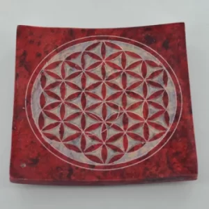 Image of Soapstone Flower of Life Incense Plate10cm