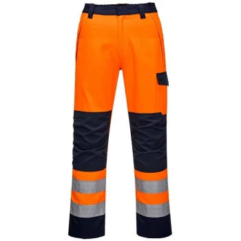 Image of Portwest - MV36ONRS - sz S Modaflame RIS Orange/Navy Trouser - Orange/Navy