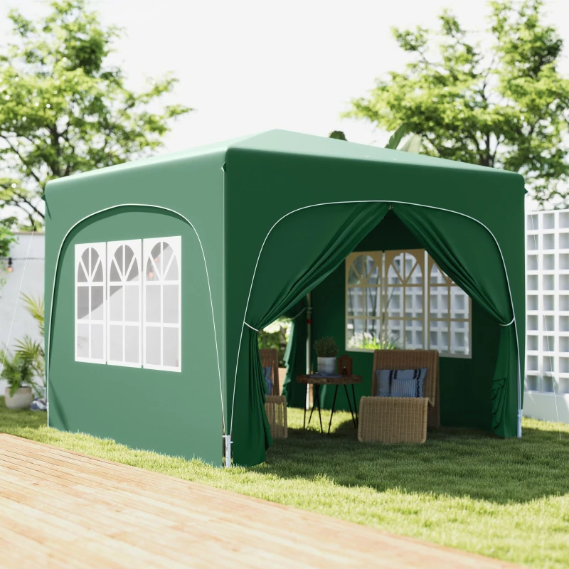 Image of Outsunny 3 x 3(m) UPF50+ Pop Up Gazebo with Sides and Carry Bag - Green TJ Hughes Light Grey 5063603048355