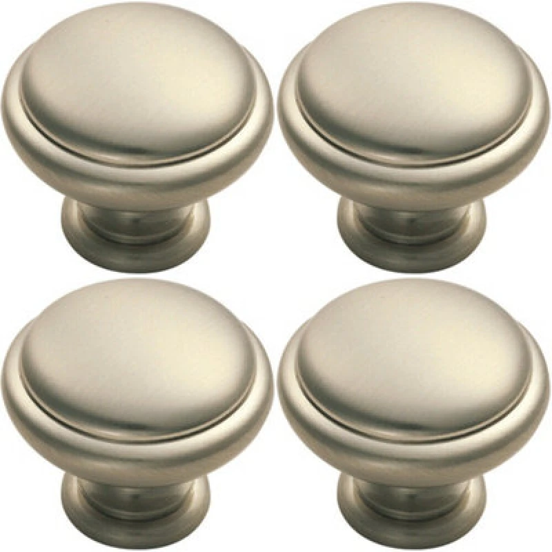 Image of Loops 4x Domed Top Cupboard Door Knob 34mm Diameter Satin Nickel Cabinet Handle Metallics unisex