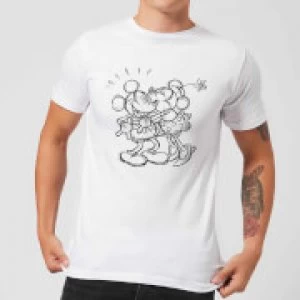 Image of Disney Mickey Mouse Kissing Sketch T-Shirt - White - 5XL