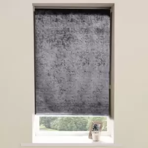 Image of Crushed Velvet Roller Blind Charcoal Charcoal
