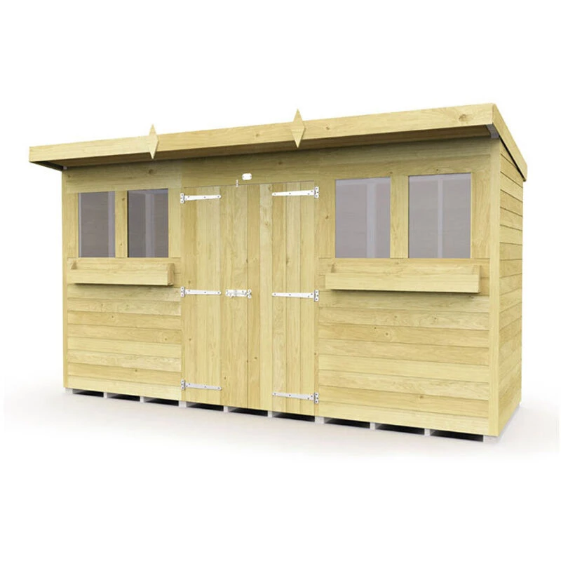 Image of Flat Pack Sheds DIY Sheds 12 x 4 Pent Summer Shed, Brown 12X4PSSFF