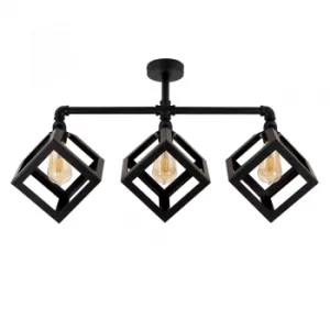Image of Luiggi Steampunk 3 Way Bar Light in Black with Eschor Shades