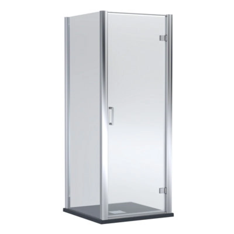 Image of Balterley Hinged Shower Door & Slimline Tray Pack: 800x800mm Chrome/Black in Silver Silver Unisex