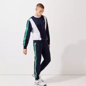 Image of Mens Lacoste SPORT Branded Bands Tracksuit Trousers Size 4 - M Navy Blue / White / Green