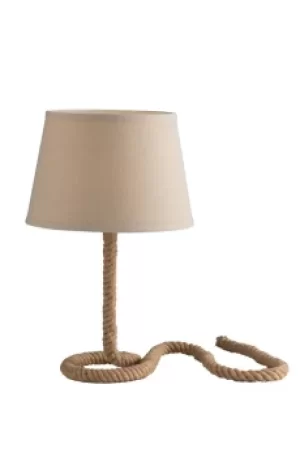 Image of Rope Table Lamp With Tappered Shade, Beige, E27