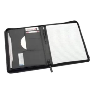 Image of 5 Star Office Zipped Conference Folder Capacity 20mm Leather Look A4 Black