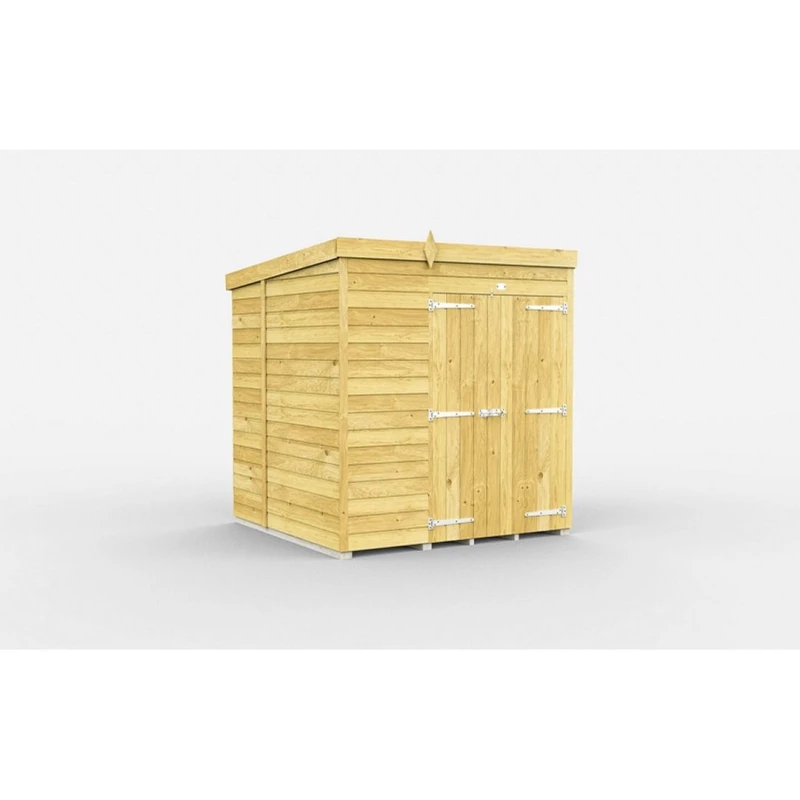 Image of Buttercup Farm 7 x 7 Feet Pent Shed - Double Door W/O Windows - L214 x W214 x H201cm in Brown Brown Unisex