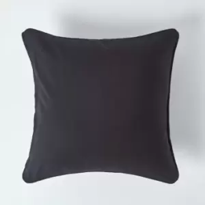 Image of HOMESCAPES Cotton Plain Black Cushion Cover, 30 x 30cm - Black