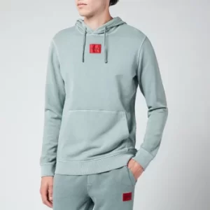 Image of Hugo Boss Logo Patch Pullover Hoodie Pastel Blue Size XL Men