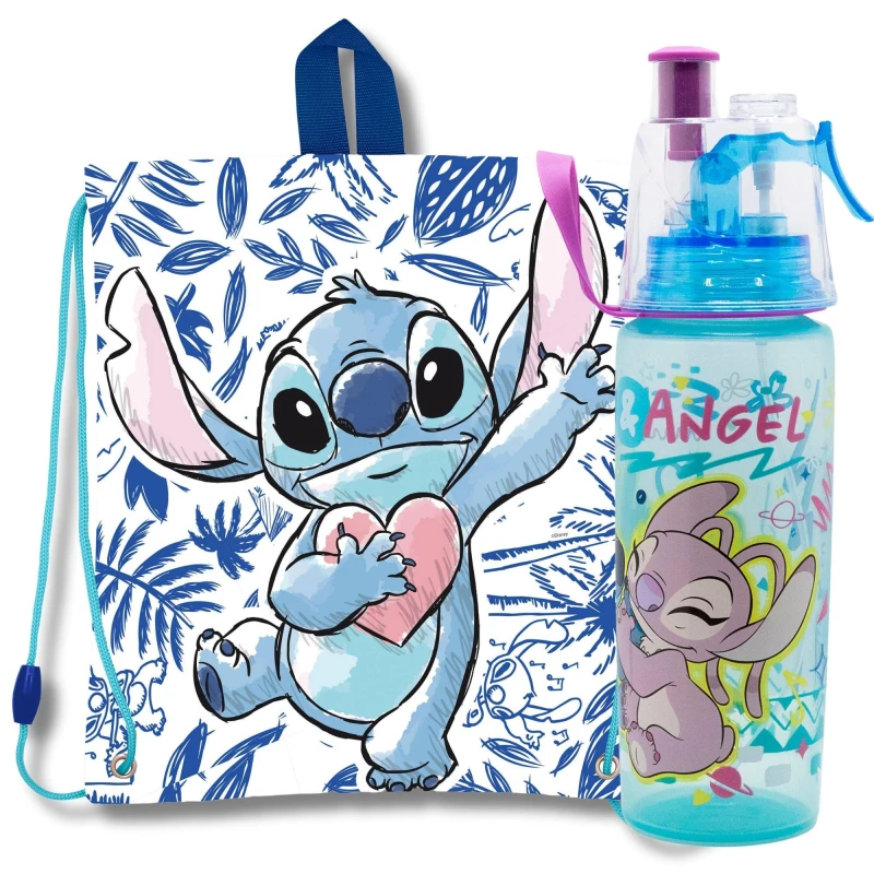 Image of Disney Stitch Bottle And Bag Set Blue unisex One Size