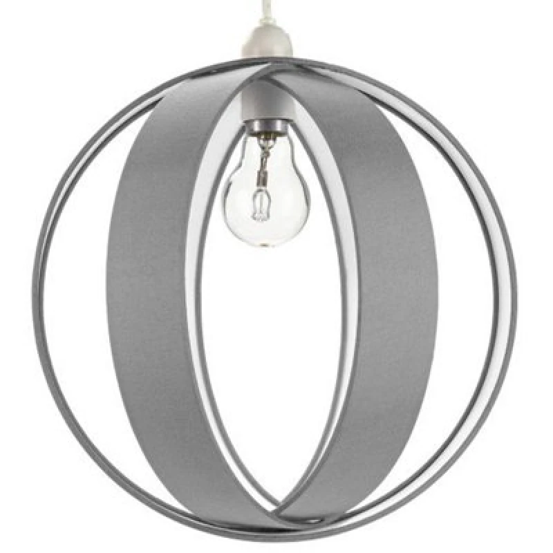 Image of Happy Homewares Modern Grey Faux Silk Fabric Cocoon Globe Design Ceiling Pendant Light Shade