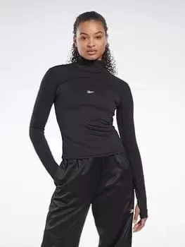 Image of Reebok Tech Style Thermowarm+graphene Quarter-zip Sweatshirt, Black Size M Women