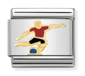 Image of Nomination CLASSIC Gold Sports Red Enamel Footballer Charm 030259/11